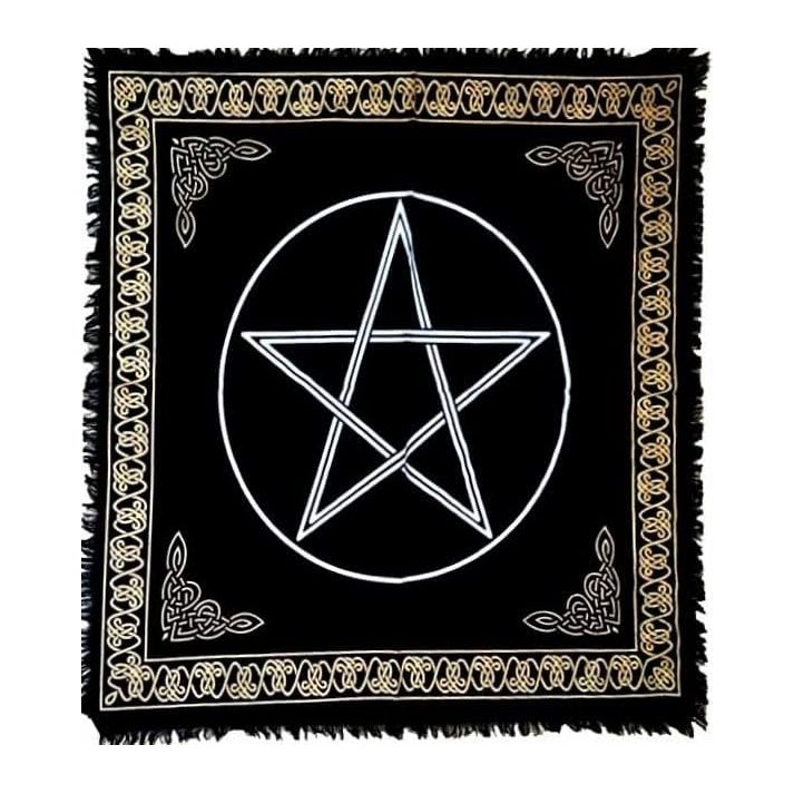 Pentagram Altar Cloth - Gold & Silver on a white background