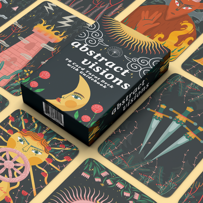 Set of spiritual cards with mystical artwork and messages.