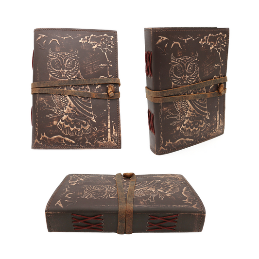 OWL EMBOSSED BLANK LEATHER JOURNAL Owl Embossed Blank Leather Journal 5" x 7"
