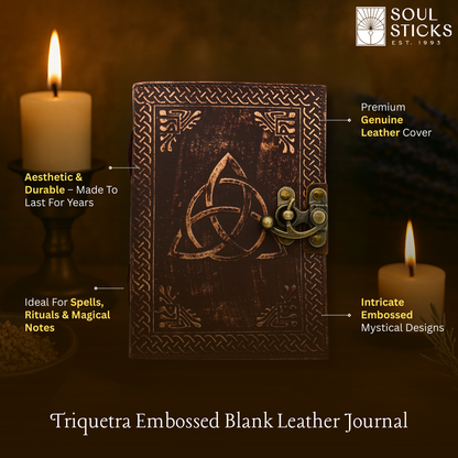 Handmade leather journal for witches, spell work, and mystical note-taking