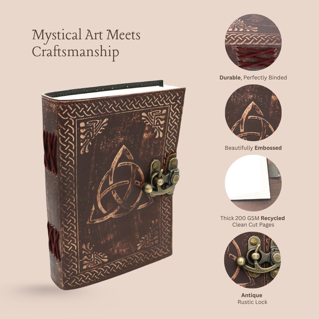 Triquetra Embossed Blank Leather Journal 5" x 7"