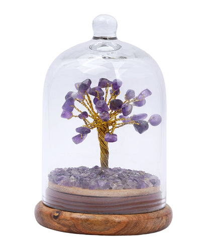 Handmade crystal tree with natural gemstones for energy balance, positivity, and home decoration