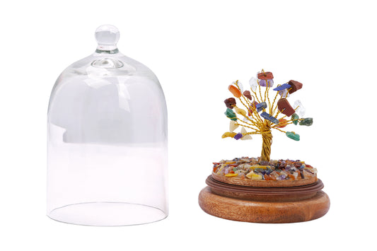 Handmade crystal tree with natural gemstones for energy balance, positivity, and home decoration