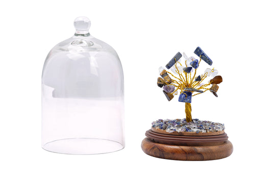 Handmade crystal tree with natural gemstones for energy balance, positivity, and home decoration