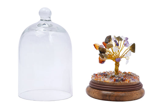 Handmade crystal tree with natural gemstones for energy balance, positivity, and home decoration