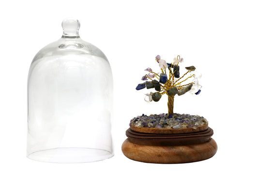 Handmade crystal tree with natural gemstones for energy balance, positivity, and home decoration