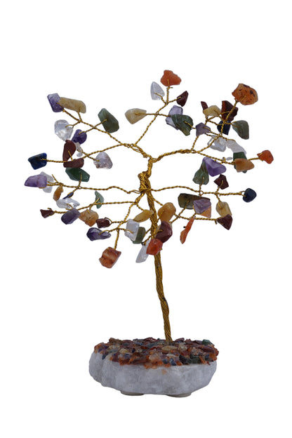 Handmade crystal tree with natural gemstones for energy balance, positivity, and home decoration