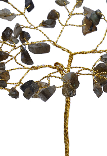 Handmade crystal tree with natural gemstones for energy balance, positivity, and home decoration