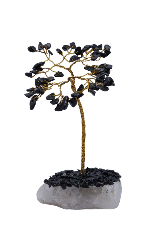 Black Tourmaline Stone Crystal Tree (60 Beads)
