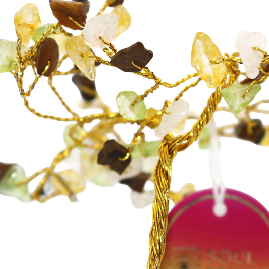 Handmade crystal tree with natural gemstones for energy balance, positivity, and home decoration