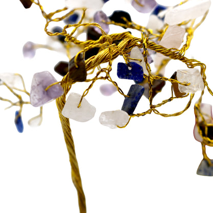 Handmade crystal tree with natural gemstones for energy balance, positivity, and home decoration