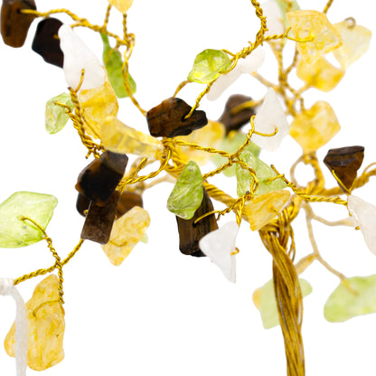 Handmade crystal tree with natural gemstones for energy balance, positivity, and home decoration