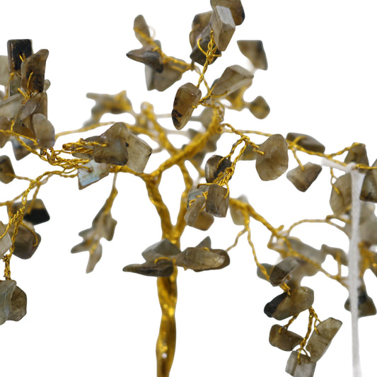 Handmade crystal tree with natural gemstones for energy balance, positivity, and home decoration