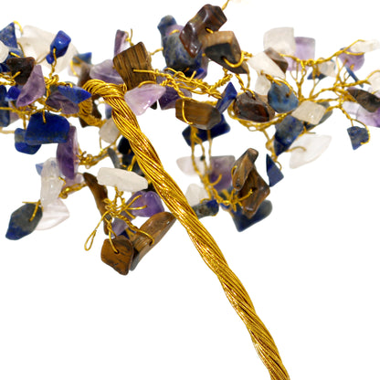 Handmade crystal tree with natural gemstones for energy balance, positivity, and home decoration