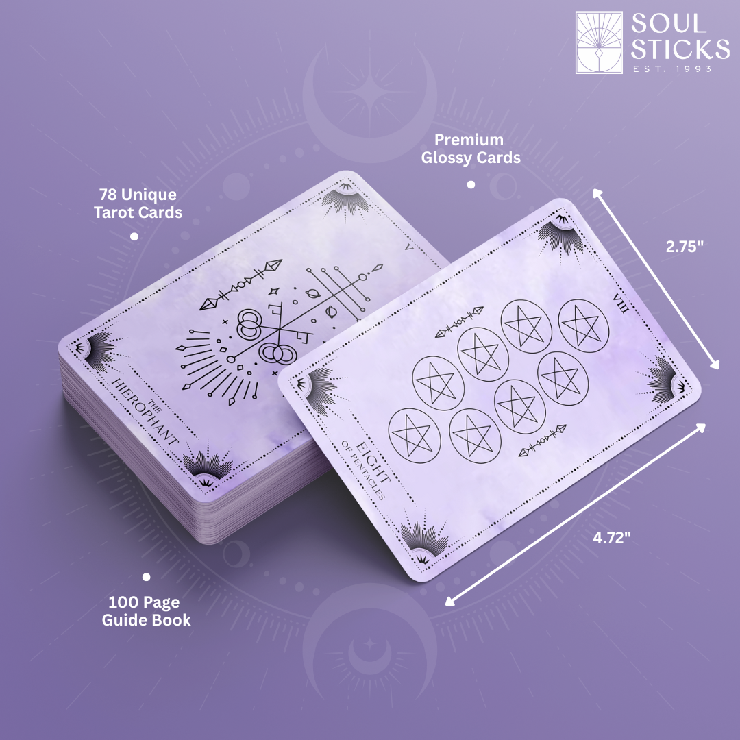 Set of spiritual cards with mystical artwork and messages.