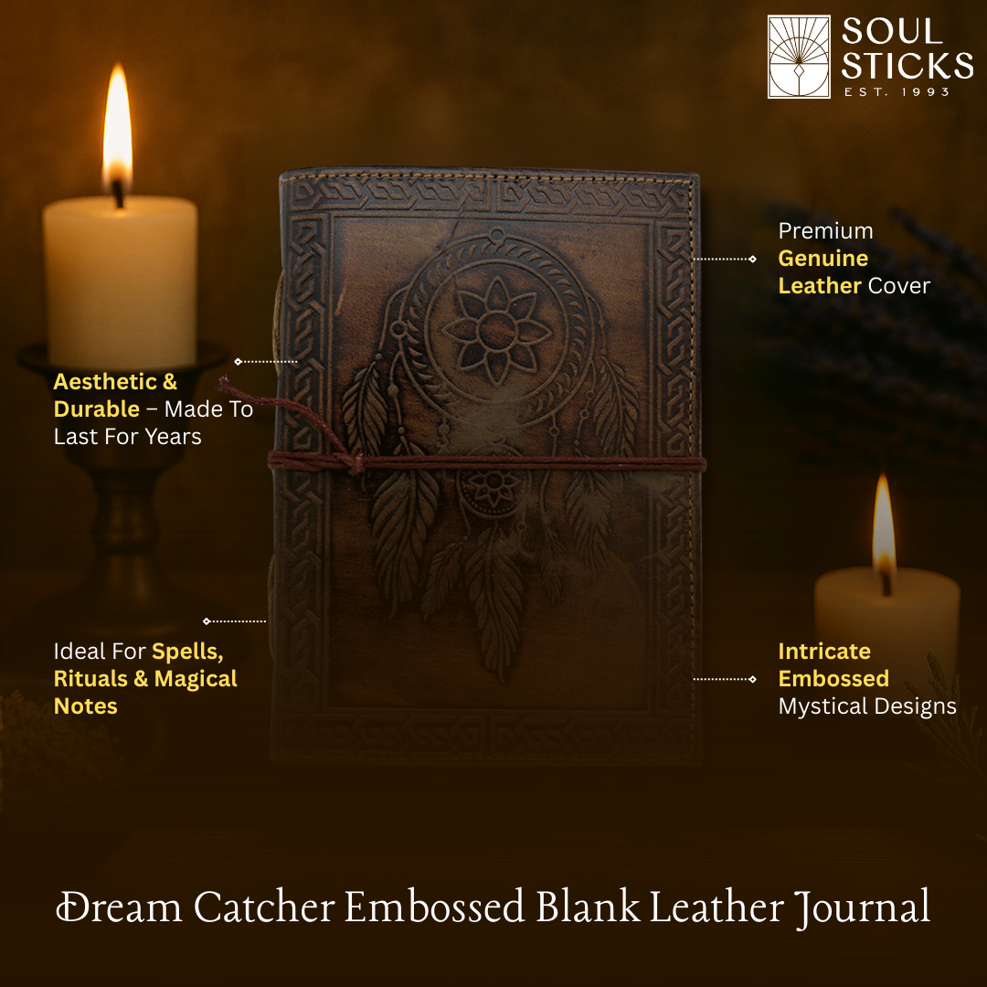 Handmade leather journal for witches, spell work, and mystical note-taking