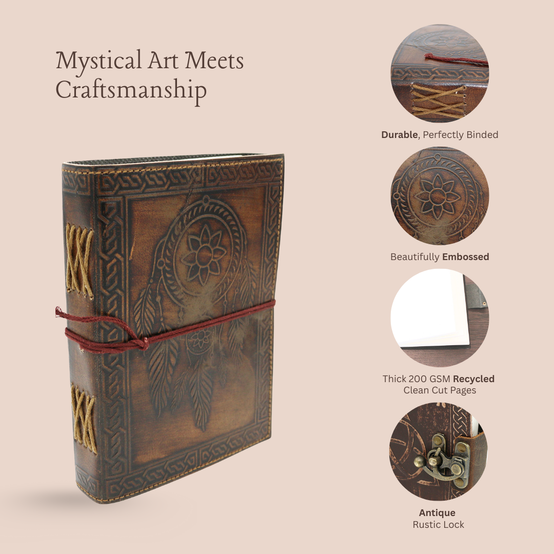 Handmade leather journal for witches, spell work, and mystical note-taking