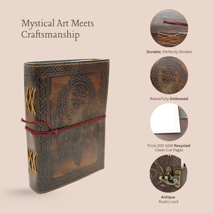 Handmade leather journal for witches, spell work, and mystical note-taking