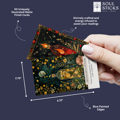 Set of spiritual cards with mystical artwork and messages.