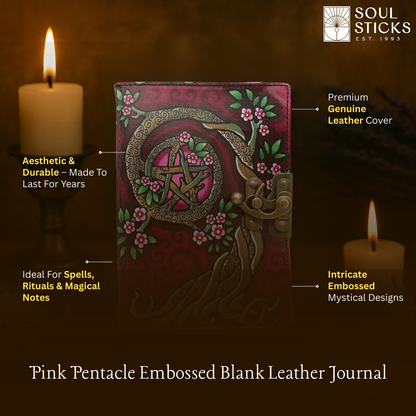 Handmade leather journal for witches, spell work, and mystical note-taking