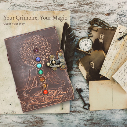 Handmade leather journal for witches, spell work, and mystical note-taking