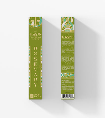 Boxed Rosemary essential oil incense sticks on a plain background