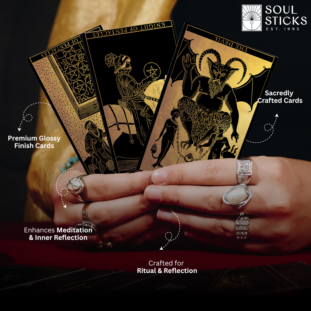 Set of spiritual cards with mystical artwork and messages.