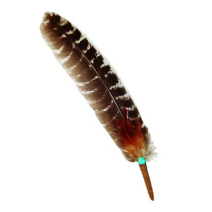 Turkey Smudge Feather with Turquoise Bead