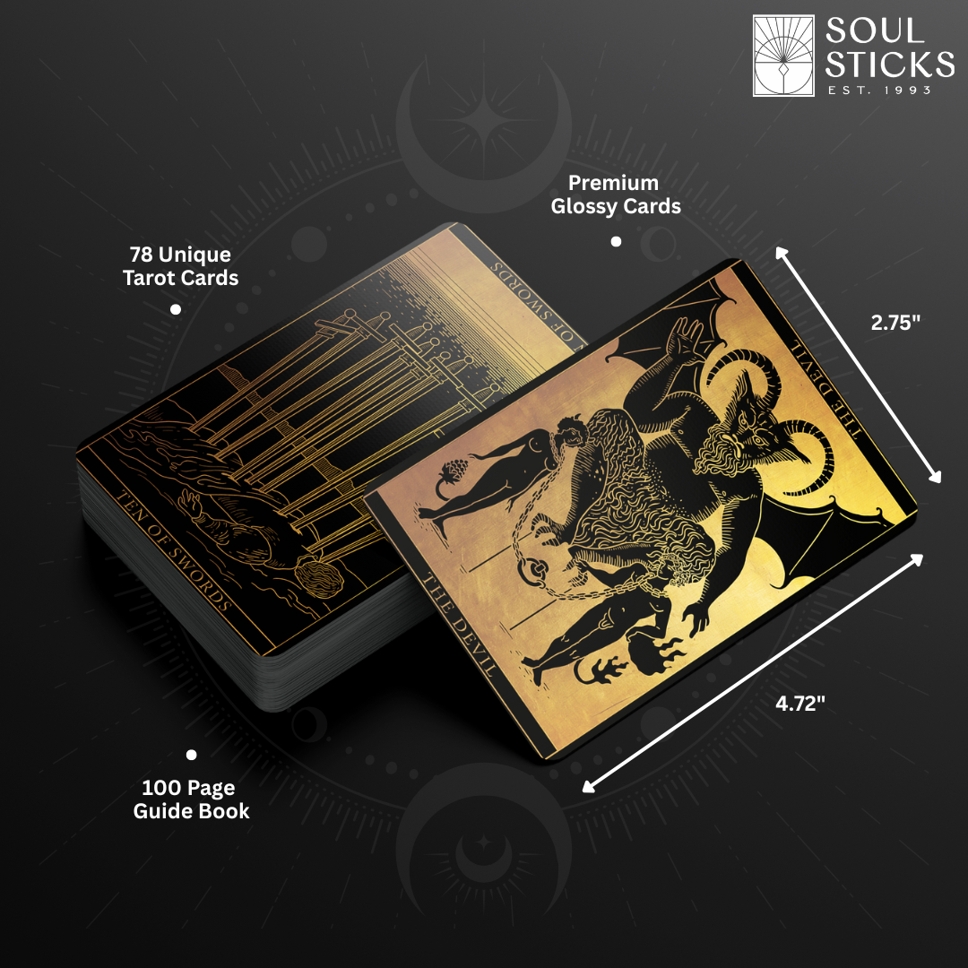 Set of spiritual cards with mystical artwork and messages.