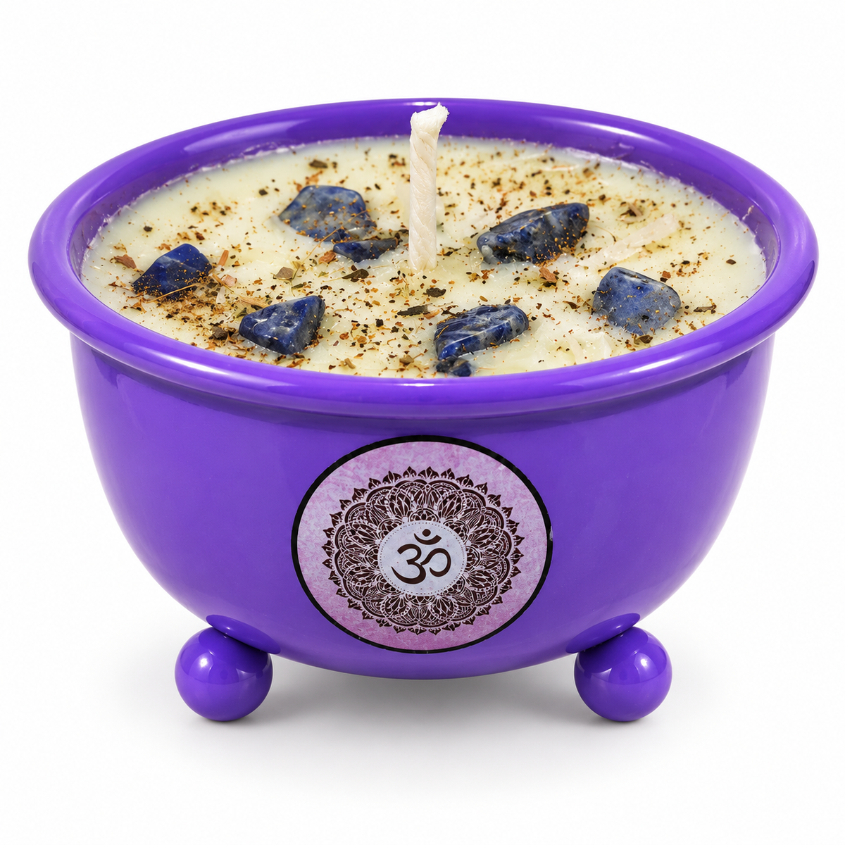 Lavender Crystal Votive Candle | Purple Om Bowl