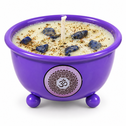 Lavender Crystal Votive Candle | Purple Om Bowl