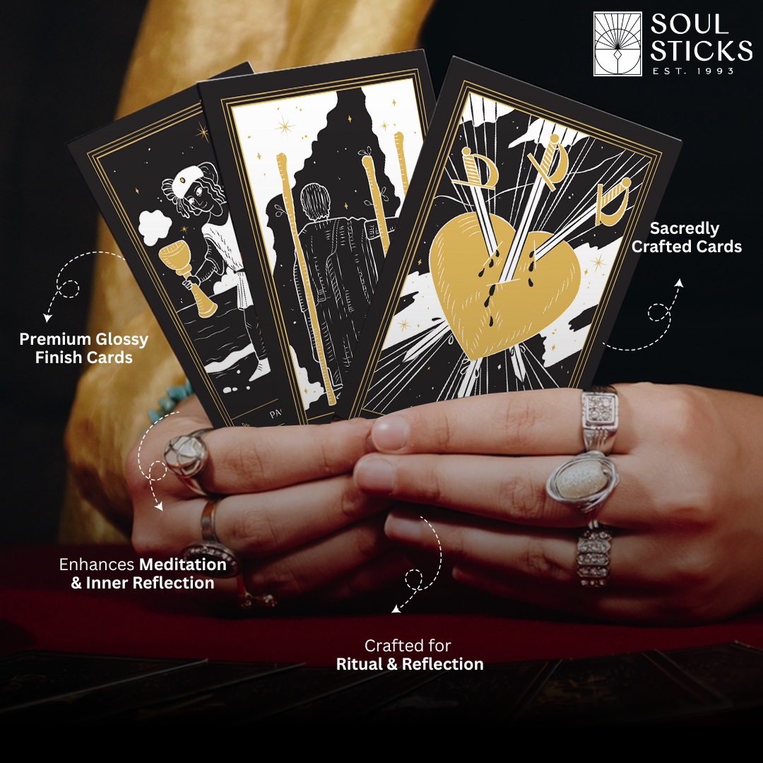 Set of spiritual cards with mystical artwork and messages.