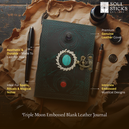 Handmade leather journal for witches, spell work, and mystical note-taking