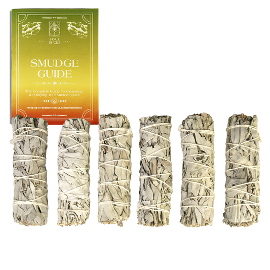 White Sage Smudge Sticks with Smudge Guide (6 PK)