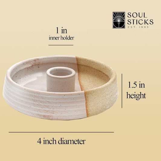 Beige Ridged Ceramic Palo Santo Burner