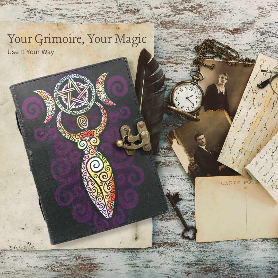 Handmade leather journal for witches, spell work, and mystical note-taking