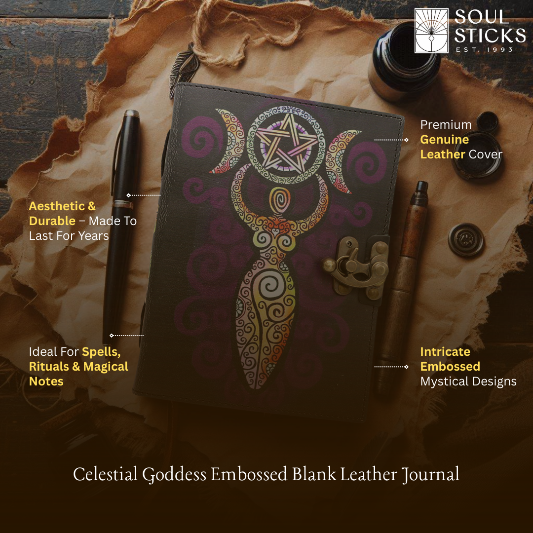 Handmade leather journal for witches, spell work, and mystical note-taking