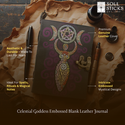 Handmade leather journal for witches, spell work, and mystical note-taking
