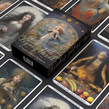 Set of spiritual cards with mystical artwork and messages.