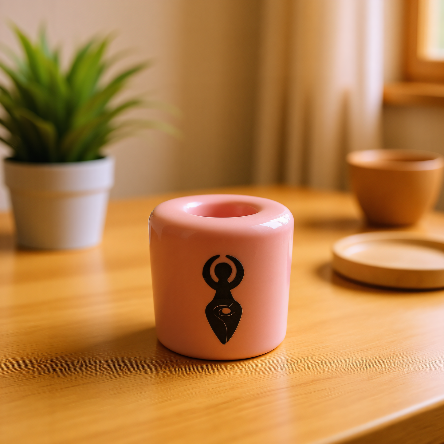Ceramic Candle Holder Pink image 2