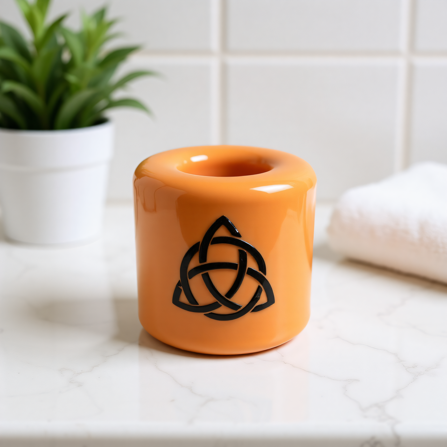 Ceramic Candle Holder Orange image 3