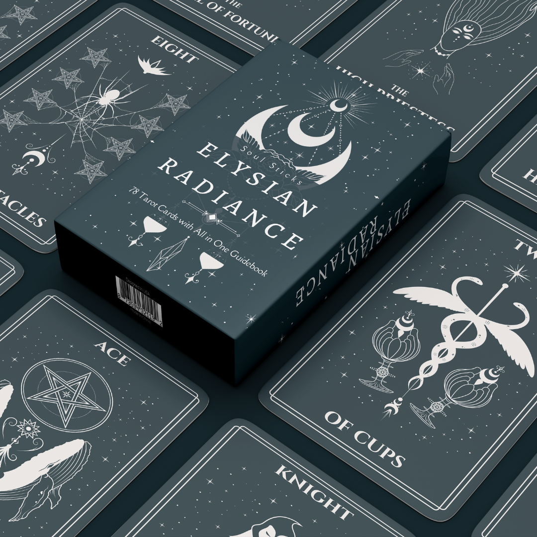 Set of spiritual cards with mystical artwork and messages.