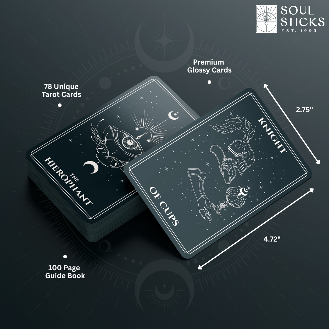 Set of spiritual cards with mystical artwork and messages.