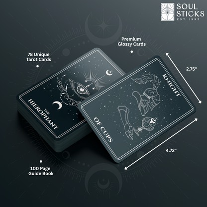 Set of spiritual cards with mystical artwork and messages.