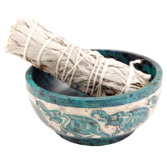 Decorative smudge bowl for spiritual rituals, home purification, and sacred space creation.