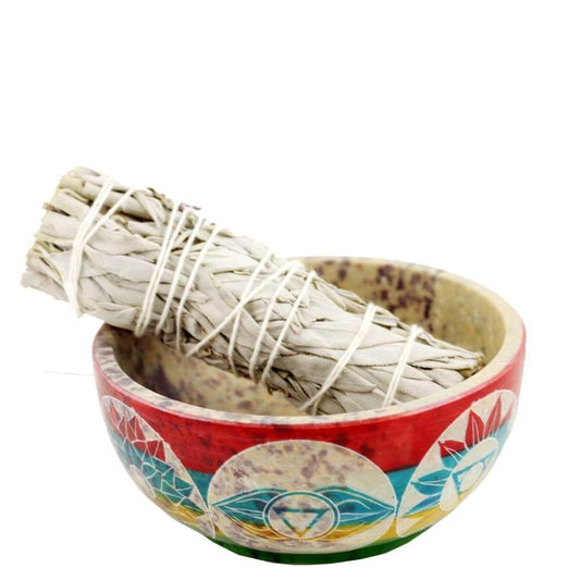 Decorative smudge bowl for spiritual rituals, home purification, and sacred space creation.