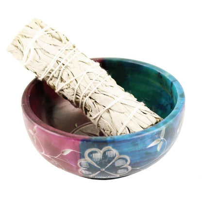 Decorative smudge bowl for spiritual rituals, home purification, and sacred space creation.