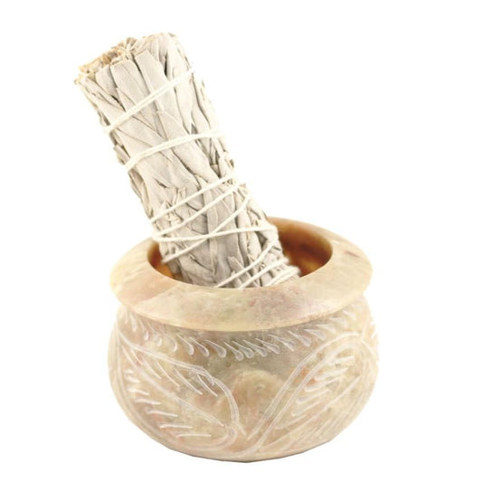 Decorative smudge bowl for spiritual rituals, home purification, and sacred space creation.