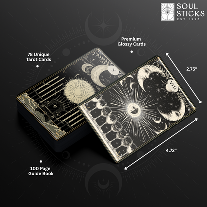 Set of spiritual cards with mystical artwork and messages.