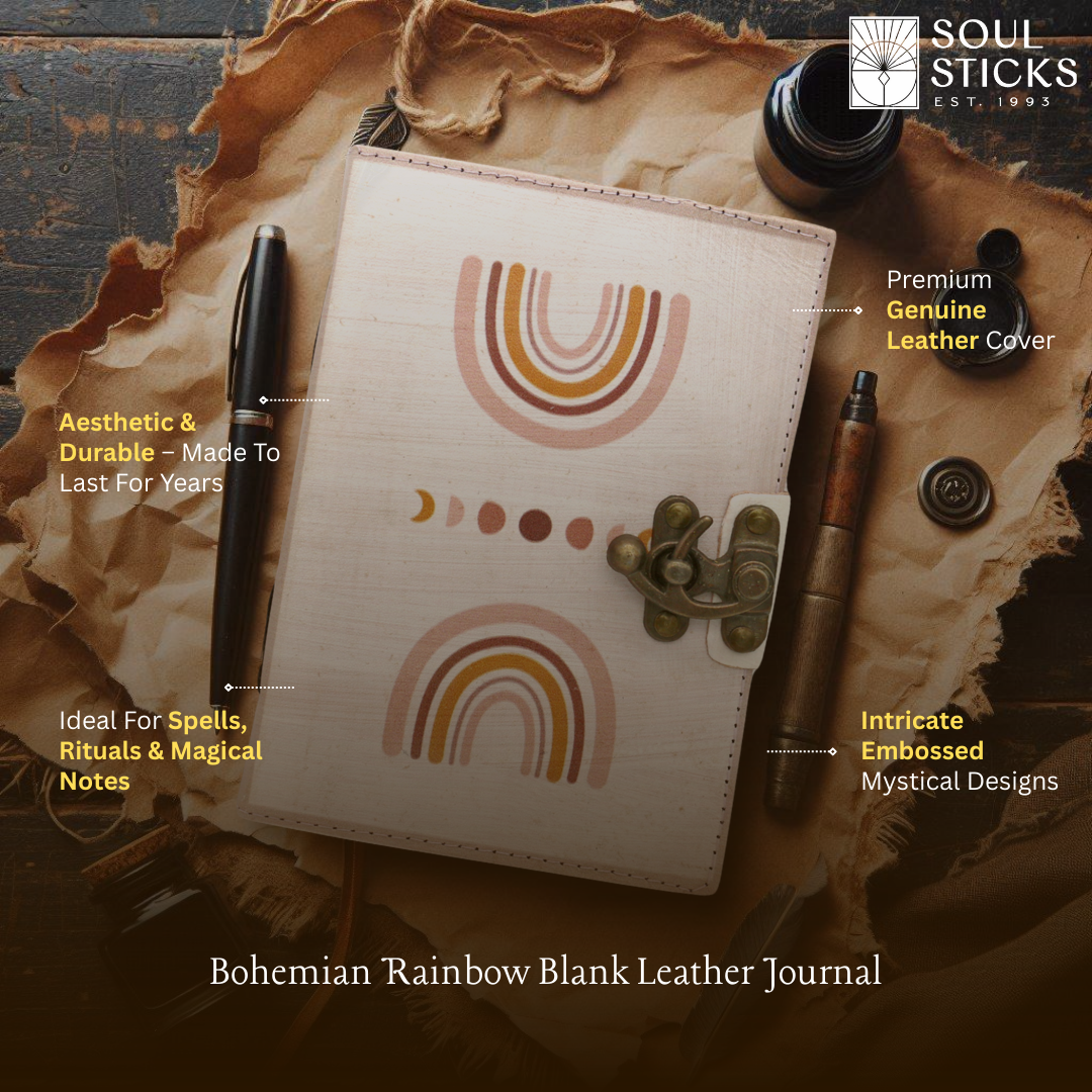 Bohemian Rainbow Blank Leather Journal 5" x 7"